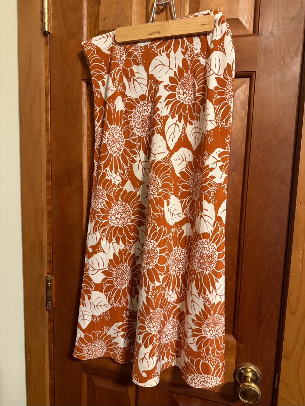 Women's Madewell Rust colored Floral Midi Skirt